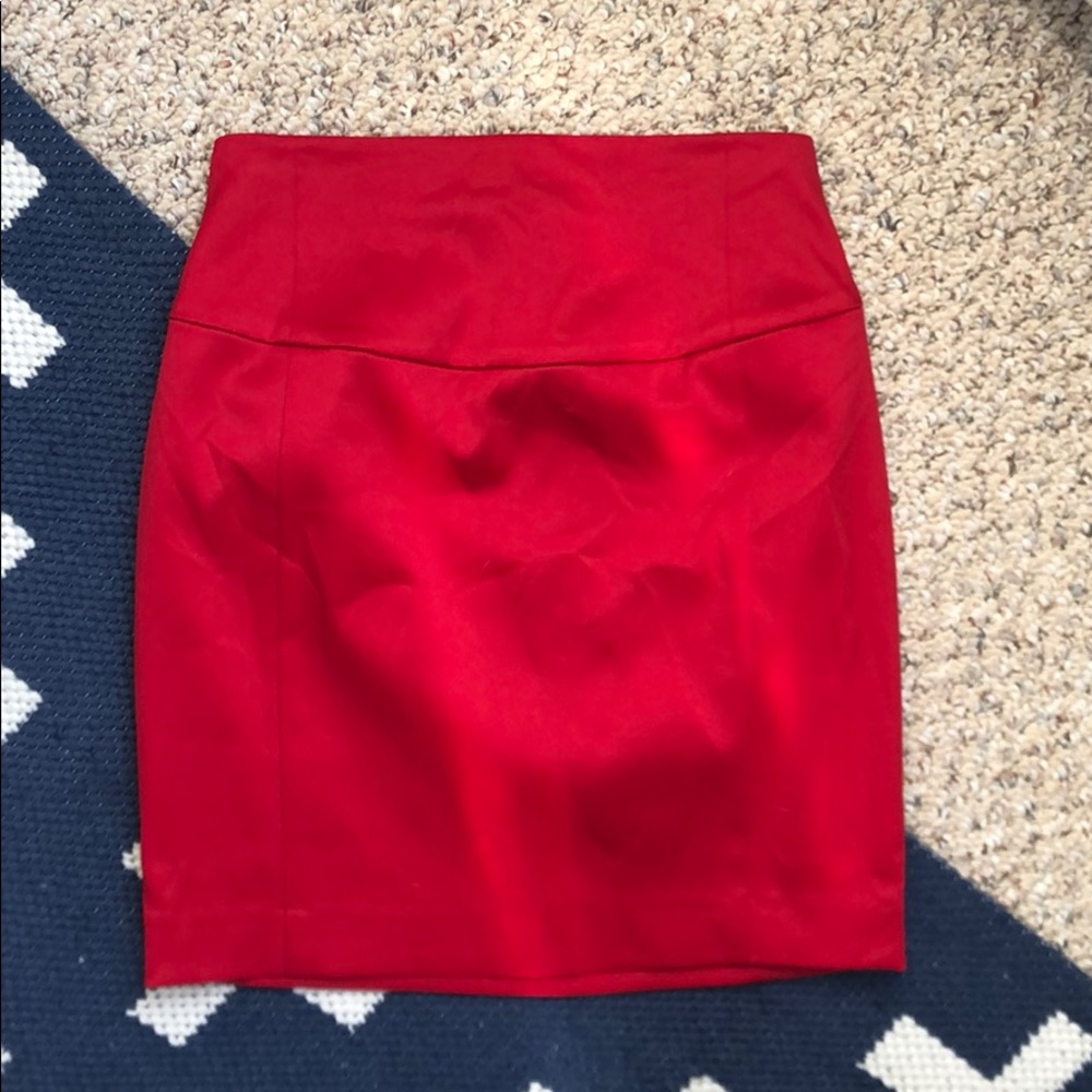 Red satin skirt